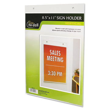 NuDell™ Clear Plastic Sign Holder, Wall Mount, 8 1-2 X 11 freeshipping - TVN Wholesale
